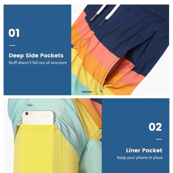 Maamgic ZestZebra Rainbow Striped Swim Trunks Men’s XL - Picture 3 of 13